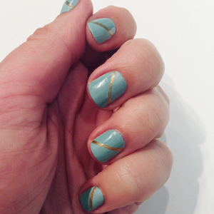 Matte and Gold Accents on Robin Egg Blue Nails // Belle Belle Beauty