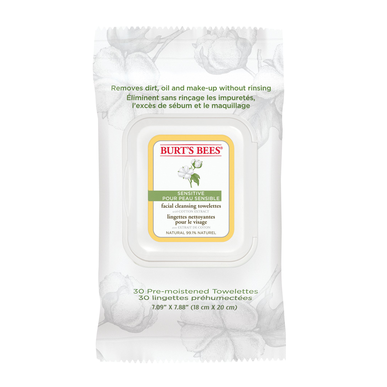 Burt's Bees Sensitive Facial Cleansing Towelettes with Cotton Extract on Belle Belle Beauty